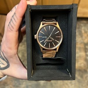 Nixon sentry ss all rose gold/black watch